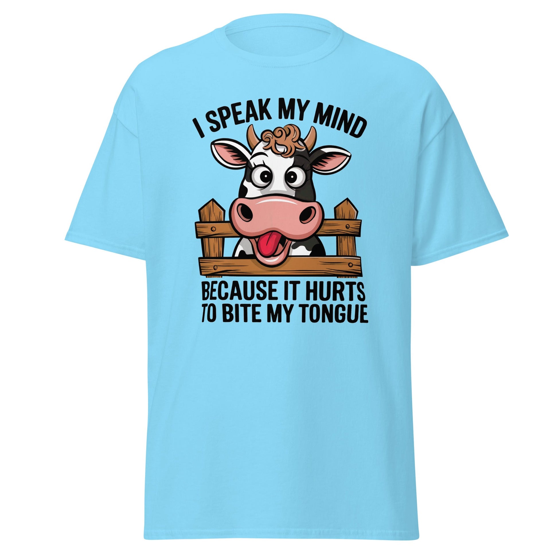 Speak My Mind | Funny Cow T-Shirt - Sky - T-Shirts Online
