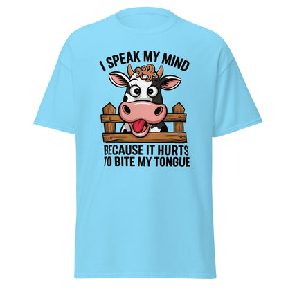 Speak My Mind | Funny Cow T-Shirt - Sky - T-Shirts Online