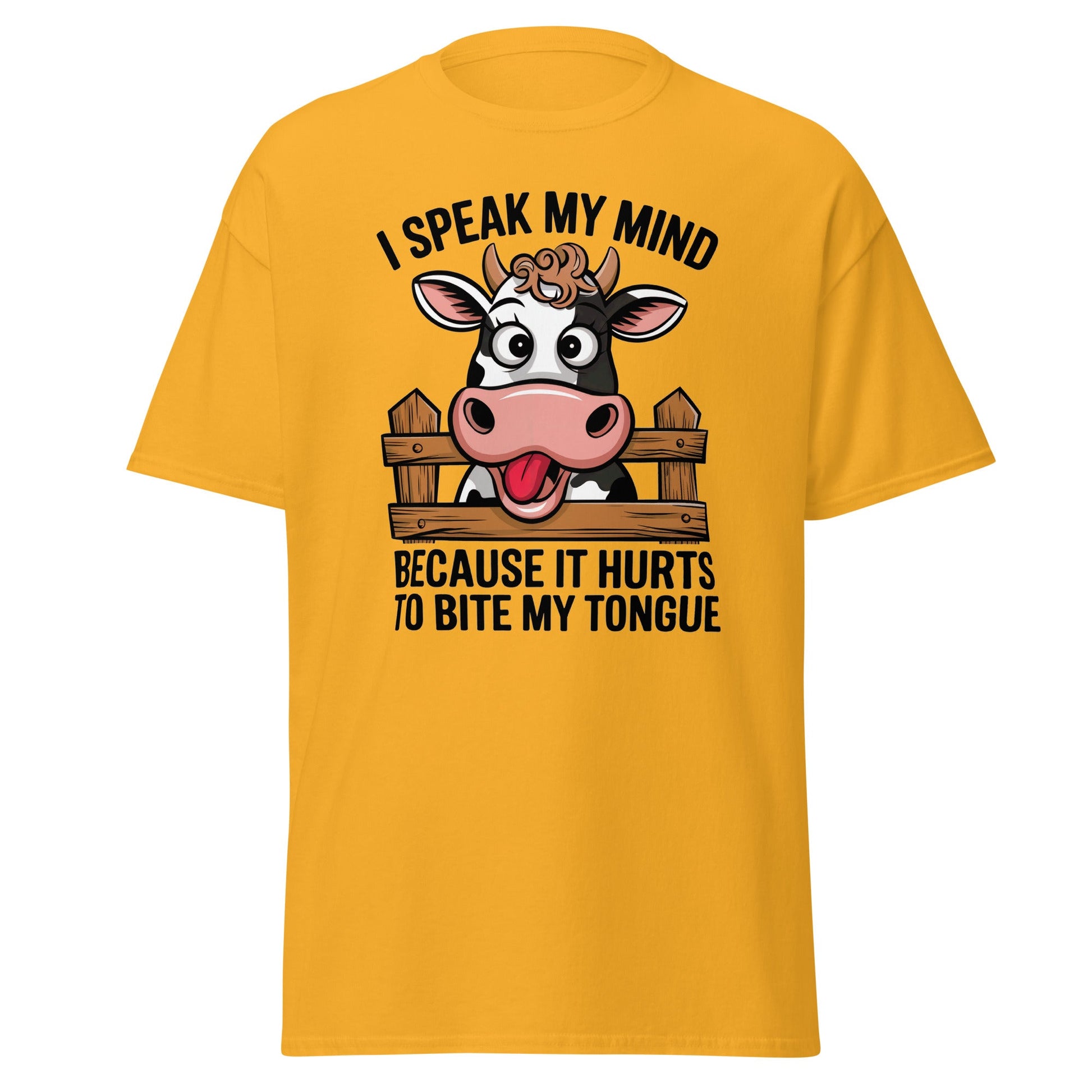 Speak My Mind | Funny Cow T-Shirt - Gold - T-Shirts Online