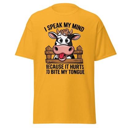 Speak My Mind | Funny Cow T-Shirt - Gold - T-Shirts Online