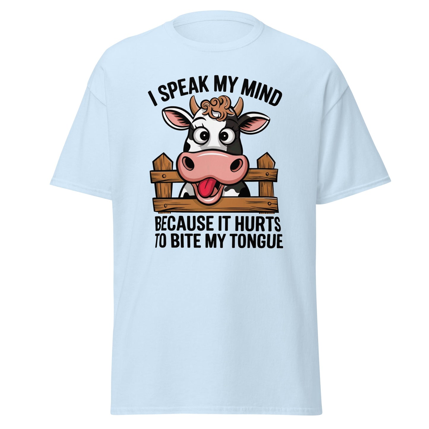 Speak My Mind | Funny Cow T-Shirt - Light Blue - T-Shirts Online