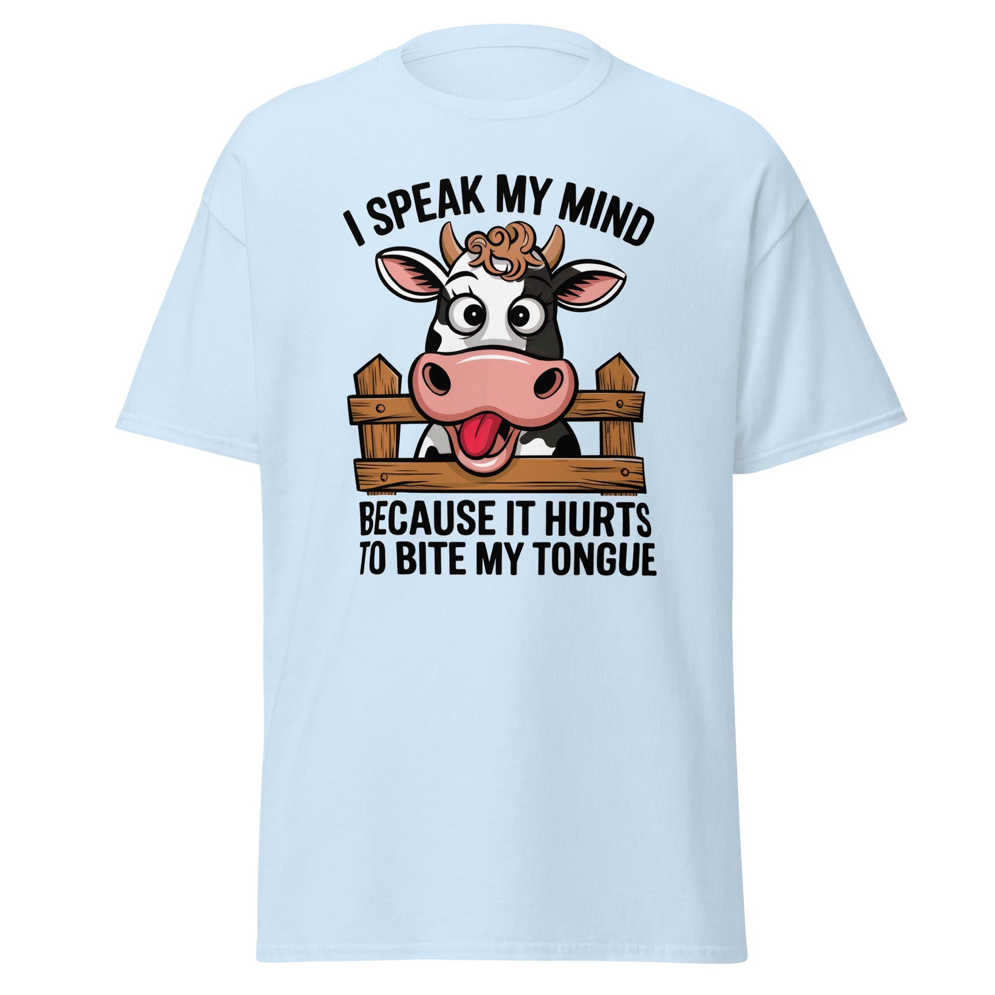 Speak My Mind | Funny Cow T-Shirt - Light Blue - T-Shirts Online