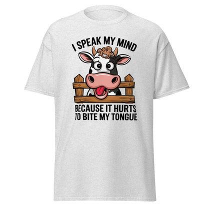 Speak My Mind | Funny Cow T-Shirt - Ash - T-Shirts Online