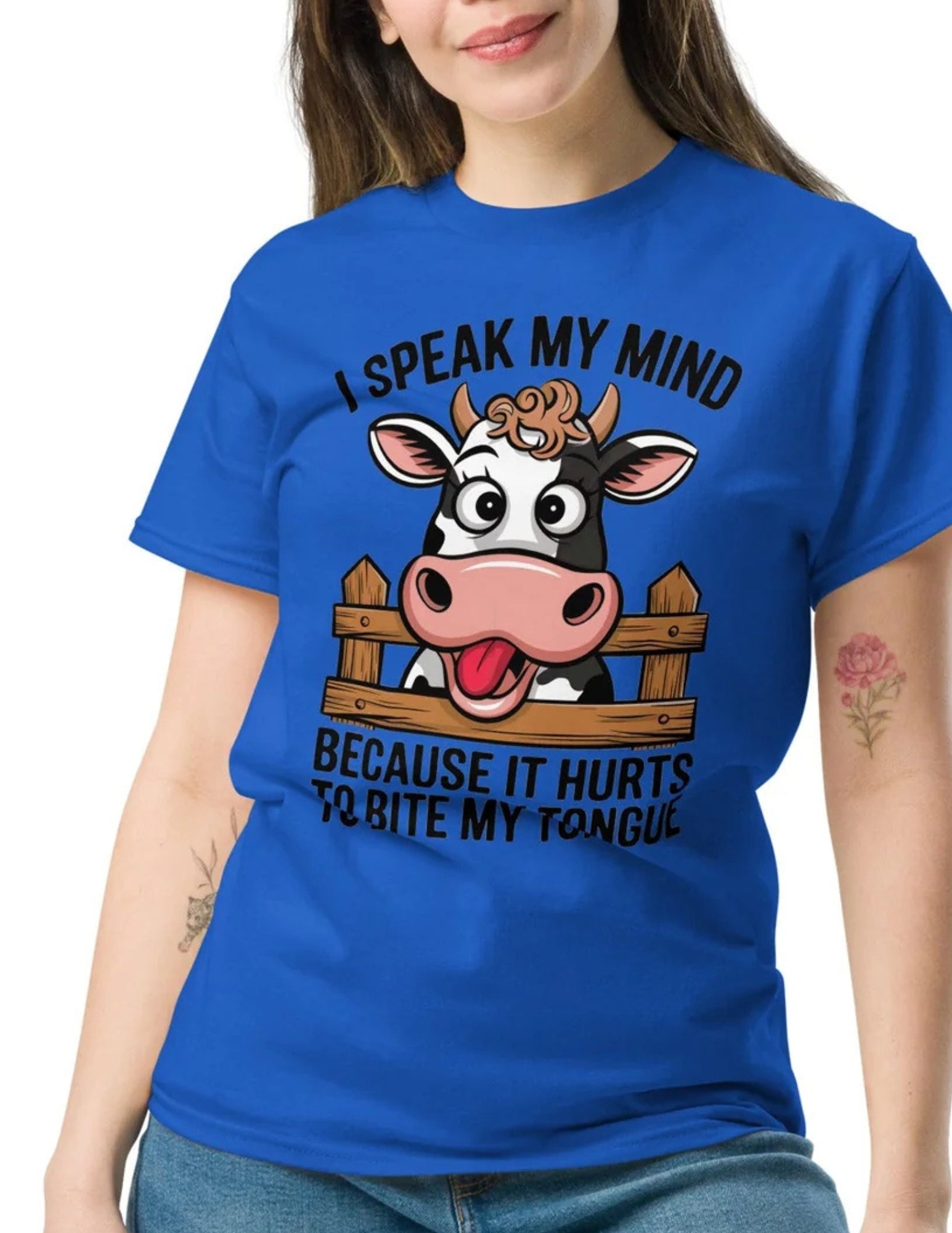 Speak My Mind | Funny Cow T-Shirt - Royal - T-Shirts Online