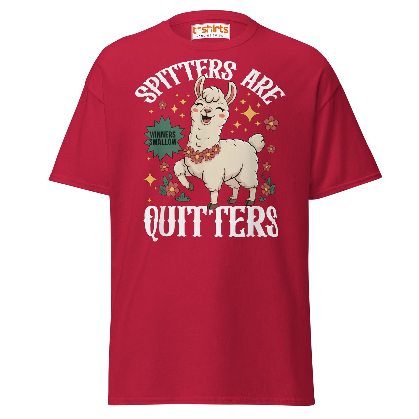 Spitters Are Quitters T-Shirt – Funny Llama Humor Tee - Cardinal - T-Shirts Online