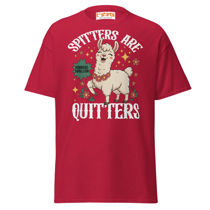 Spitters Are Quitters T-Shirt – Funny Llama Humor Tee - Cardinal - T-Shirts Online