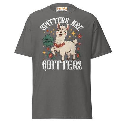 Spitters Are Quitters T-Shirt – Funny Llama Humor Tee - Charcoal - T-Shirts Online