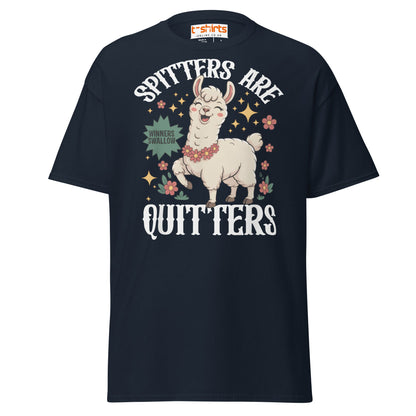 Spitters Are Quitters T-Shirt – Funny Llama Humor Tee - Navy - T-Shirts Online