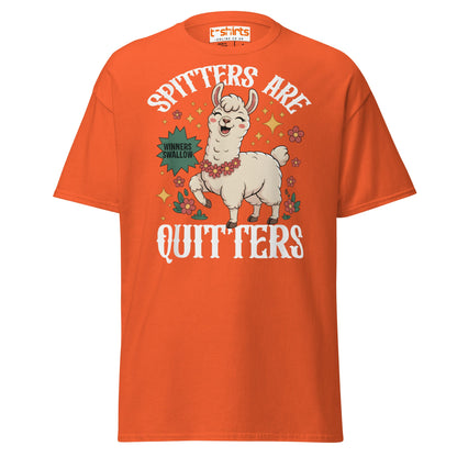 Spitters Are Quitters T-Shirt – Funny Llama Humor Tee - Orange - T-Shirts Online