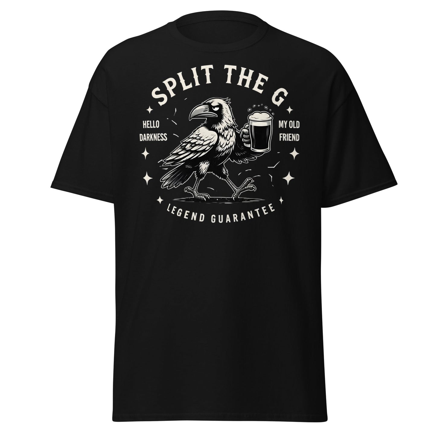 Split The G Crow Stout T-Shirt | Funny Irish Beer Tee - Black - T-Shirts Online