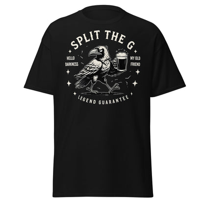 Split The G Crow Stout T-Shirt | Funny Irish Beer Tee - Black - T-Shirts Online
