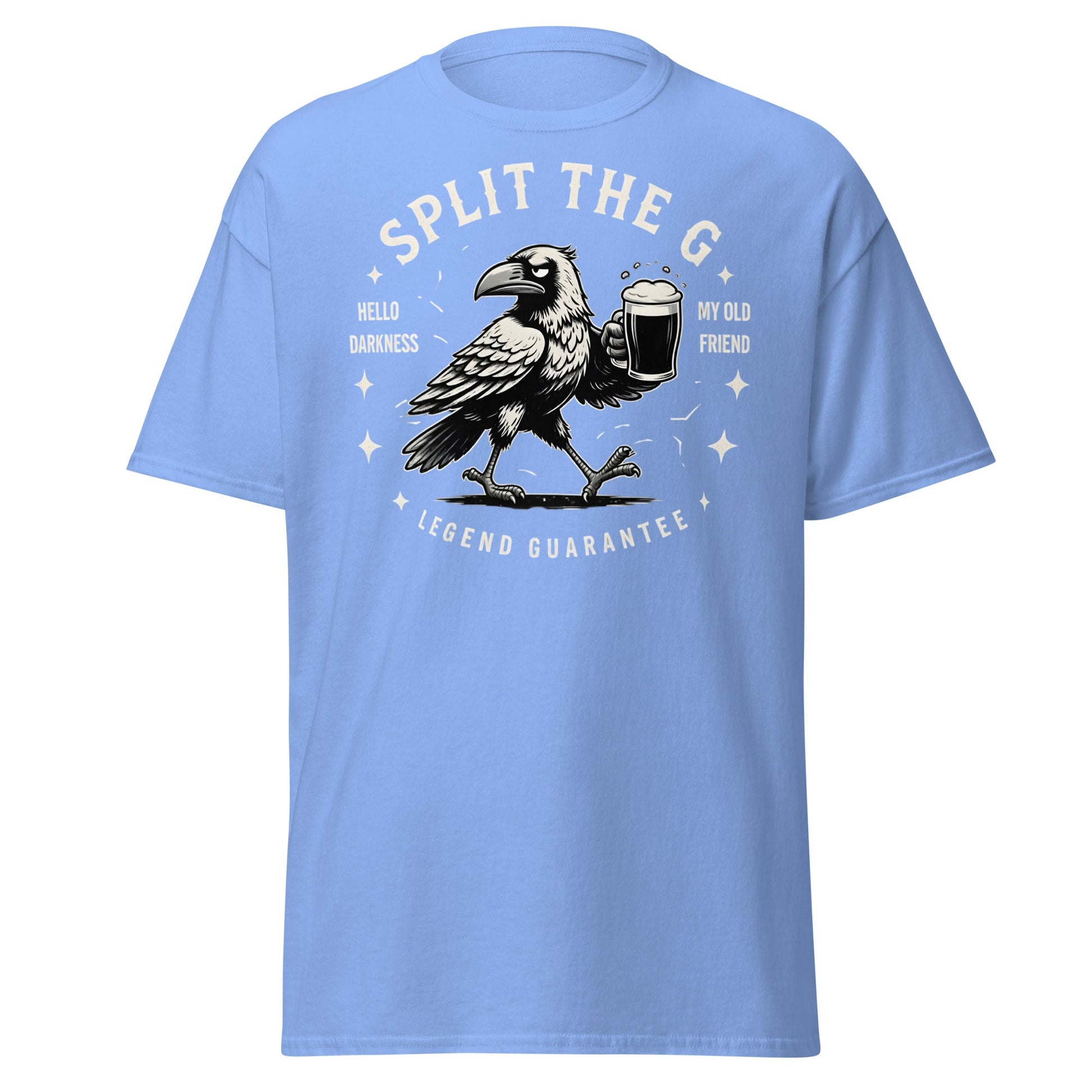 Split The G Crow Stout T-Shirt | Funny Irish Beer Tee - Carolina Blue - T-Shirts Online