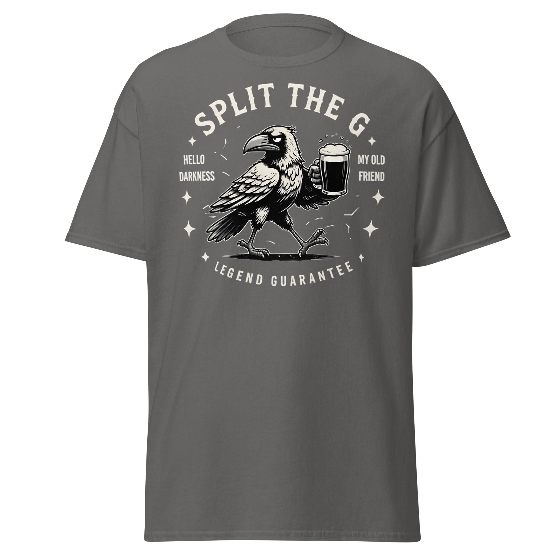 Split The G Crow Stout T-Shirt | Funny Irish Beer Tee - Charcoal - T-Shirts Online