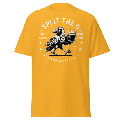 Split The G Crow Stout T-Shirt | Funny Irish Beer Tee - Gold - T-Shirts Online