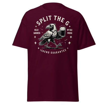 Split The G Crow Stout T-Shirt | Funny Irish Beer Tee - Maroon - T-Shirts Online