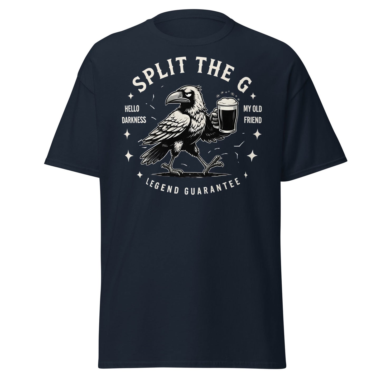 Split The G Crow Stout T-Shirt | Funny Irish Beer Tee - Navy - T-Shirts Online