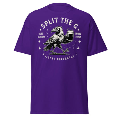 Split The G Crow Stout T-Shirt | Funny Irish Beer Tee - Purple - T-Shirts Online