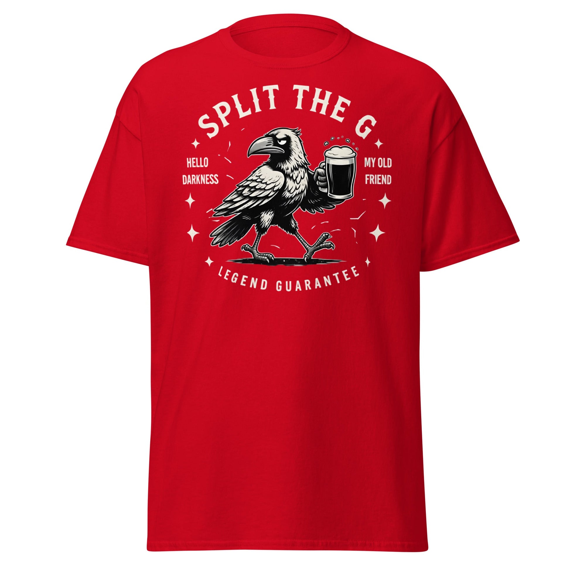 Split The G Crow Stout T-Shirt | Funny Irish Beer Tee - Red - T-Shirts Online