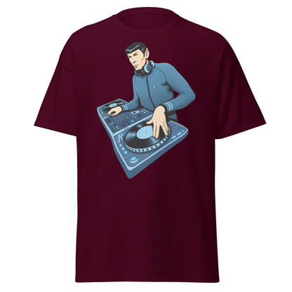 Spock DJ T-Shirt: Live Long and Drop the Bass Tee - Maroon - T-Shirts Online