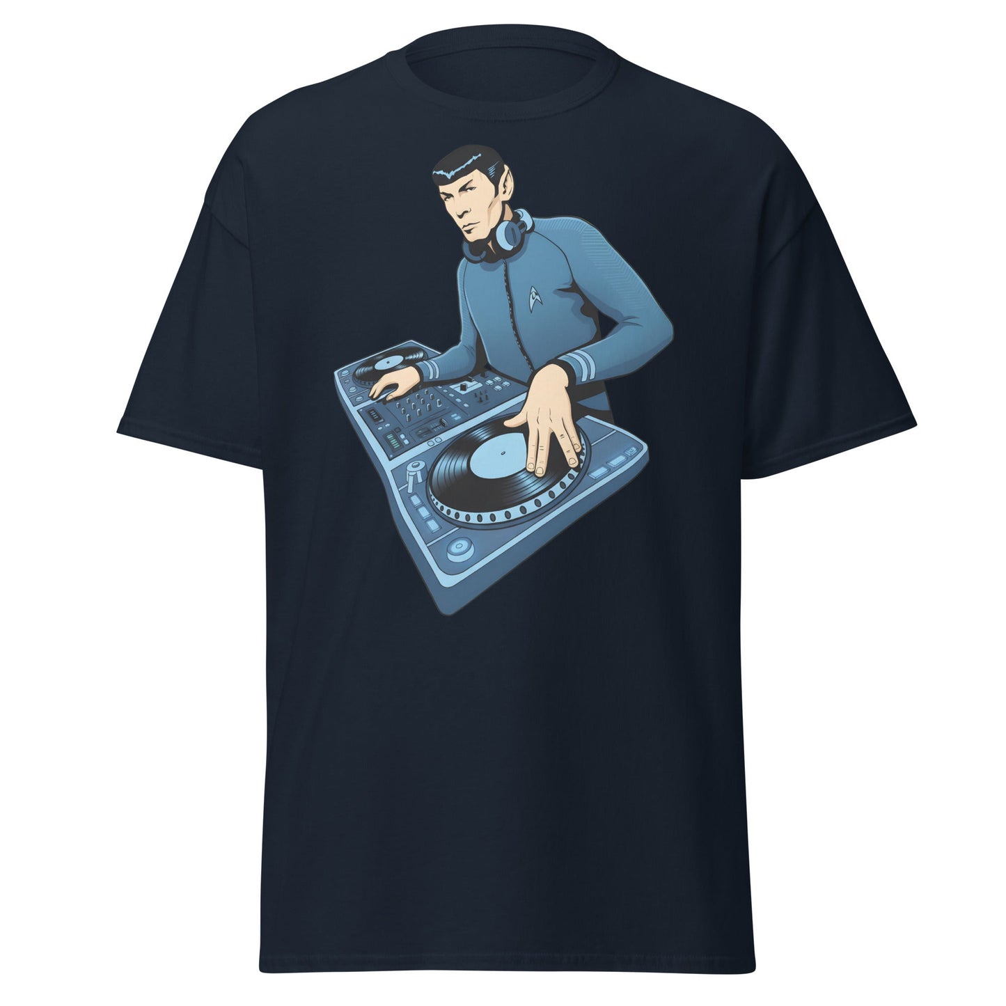 Spock DJ T-Shirt: Live Long and Drop the Bass Tee - Navy - T-Shirts Online