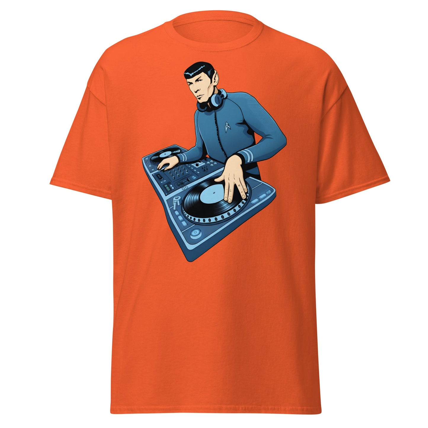 Spock DJ T-Shirt: Live Long and Drop the Bass Tee - Orange - T-Shirts Online