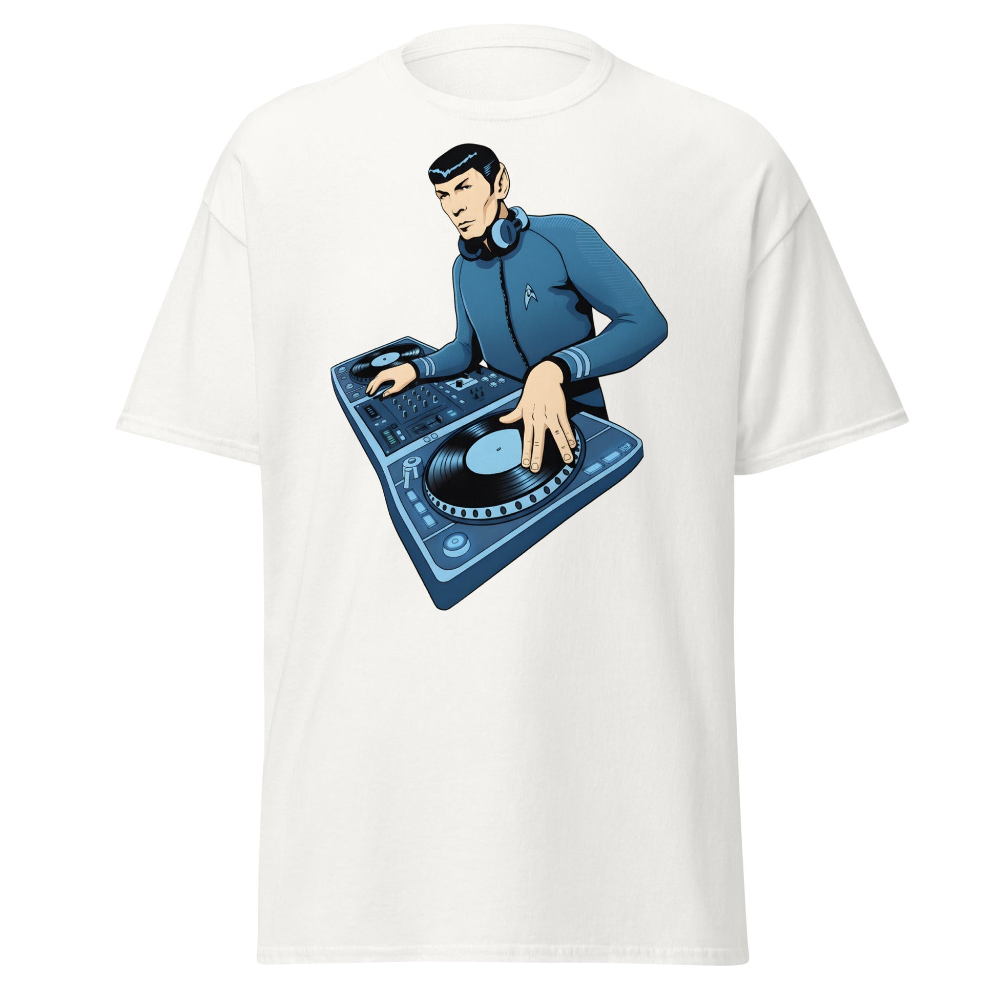 Spock DJ T-Shirt: Live Long and Drop the Bass Tee - White - T-Shirts Online