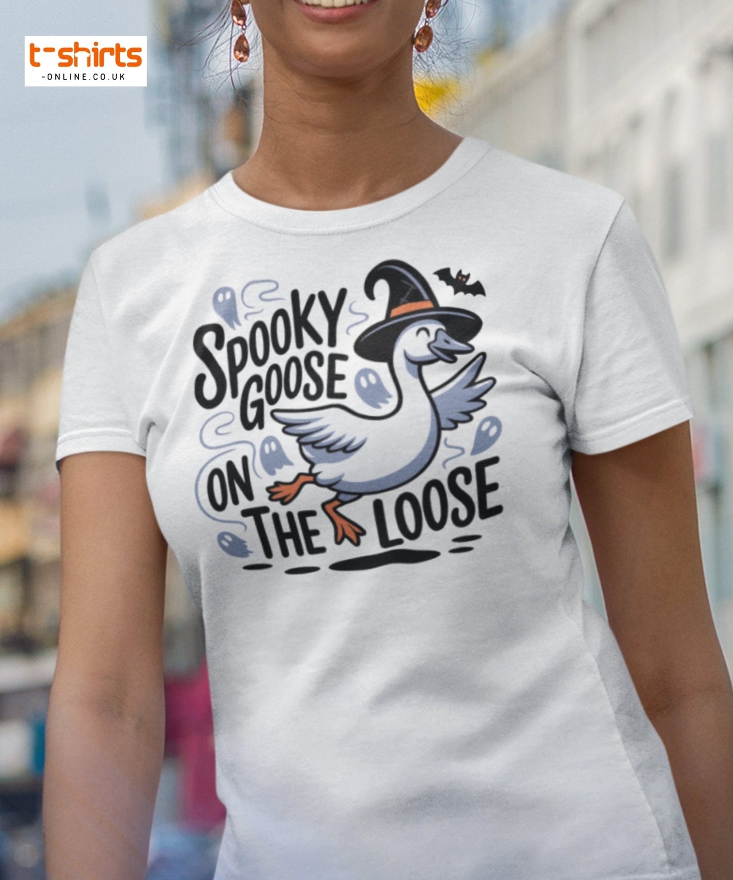 Spooky Goose On The Loose T-Shirt – Funny Halloween Tee - Navy - T-Shirts Online