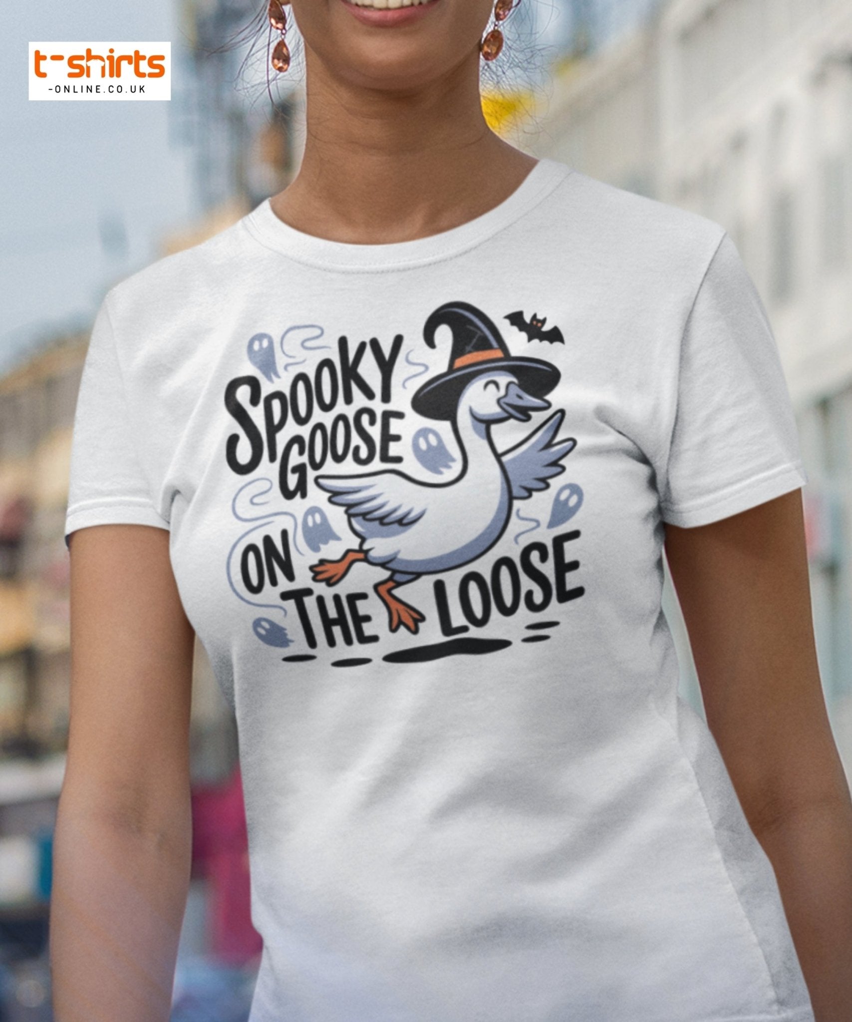 Spooky Goose On The Loose T-Shirt – Funny Halloween Tee - Navy - T-Shirts Online