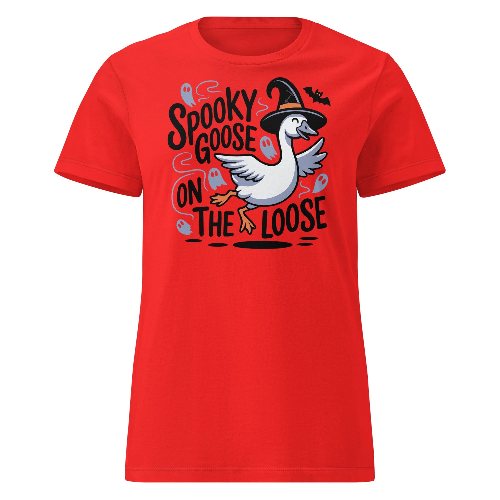 Spooky Goose On The Loose T-Shirt – Funny Halloween Tee - Red - T-Shirts Online