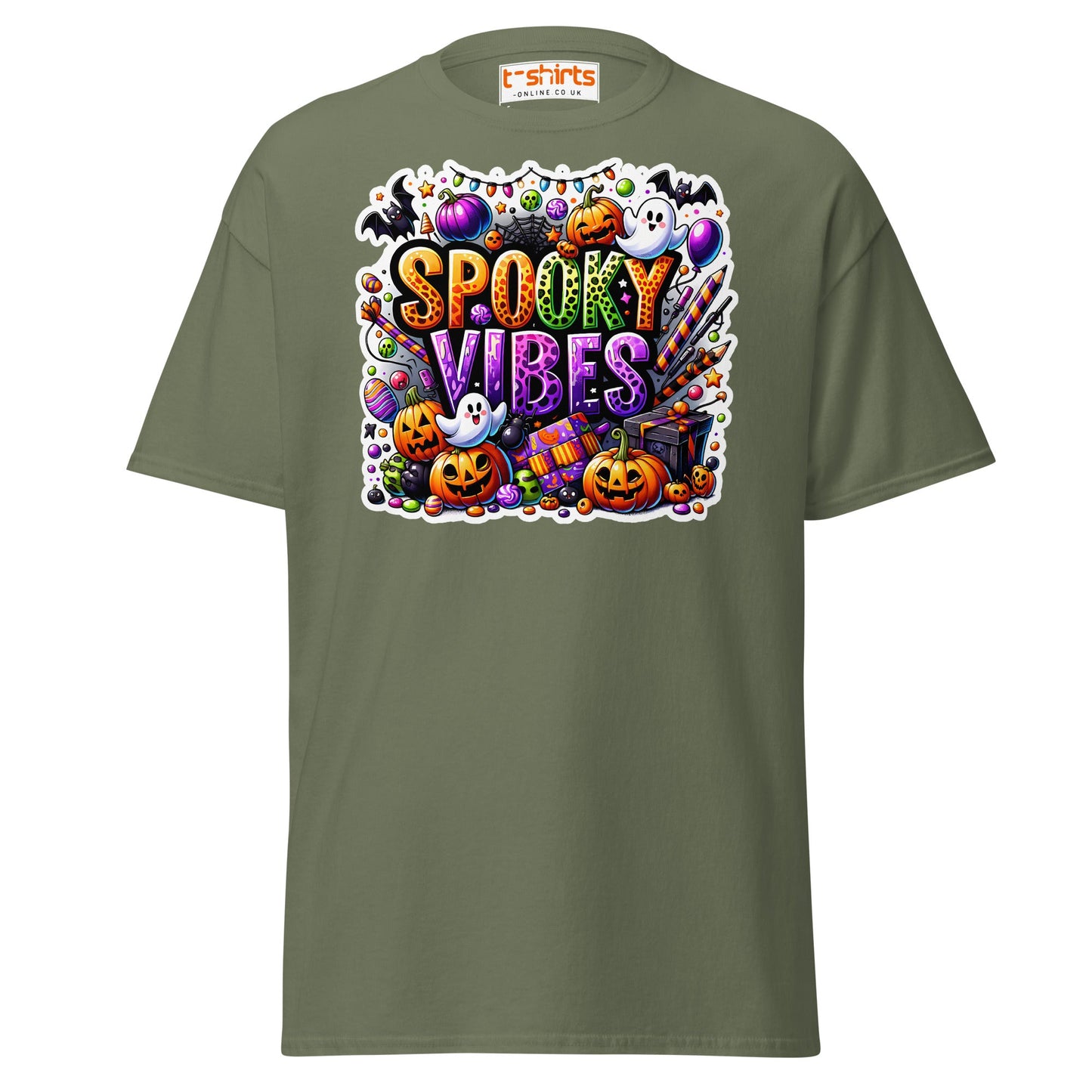 Spooky Vibes T-Shirt - Military Green - T-Shirts Online