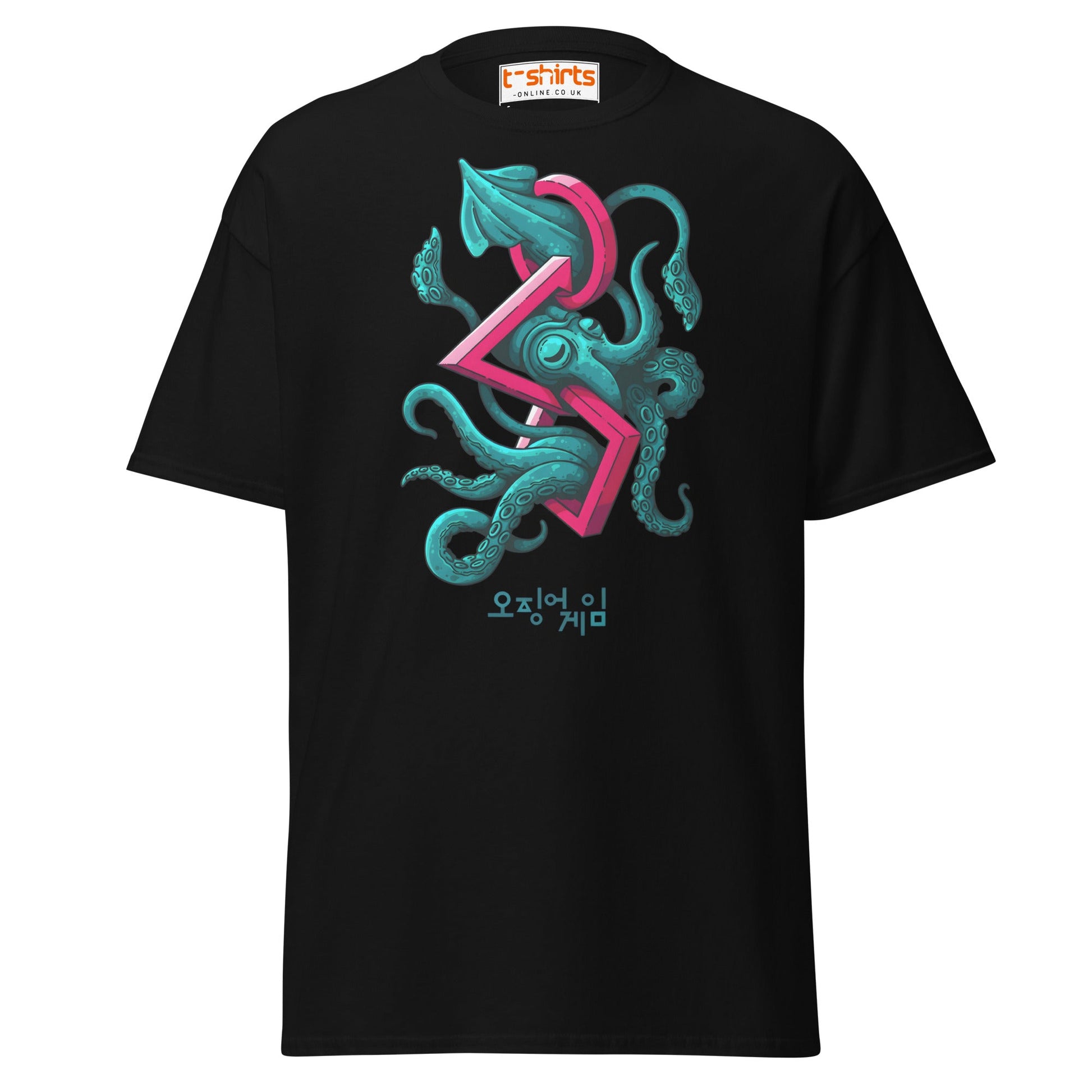 Squid Octopus Game T-Shirt – Cool Graphic Tee - Black - T-Shirts Online