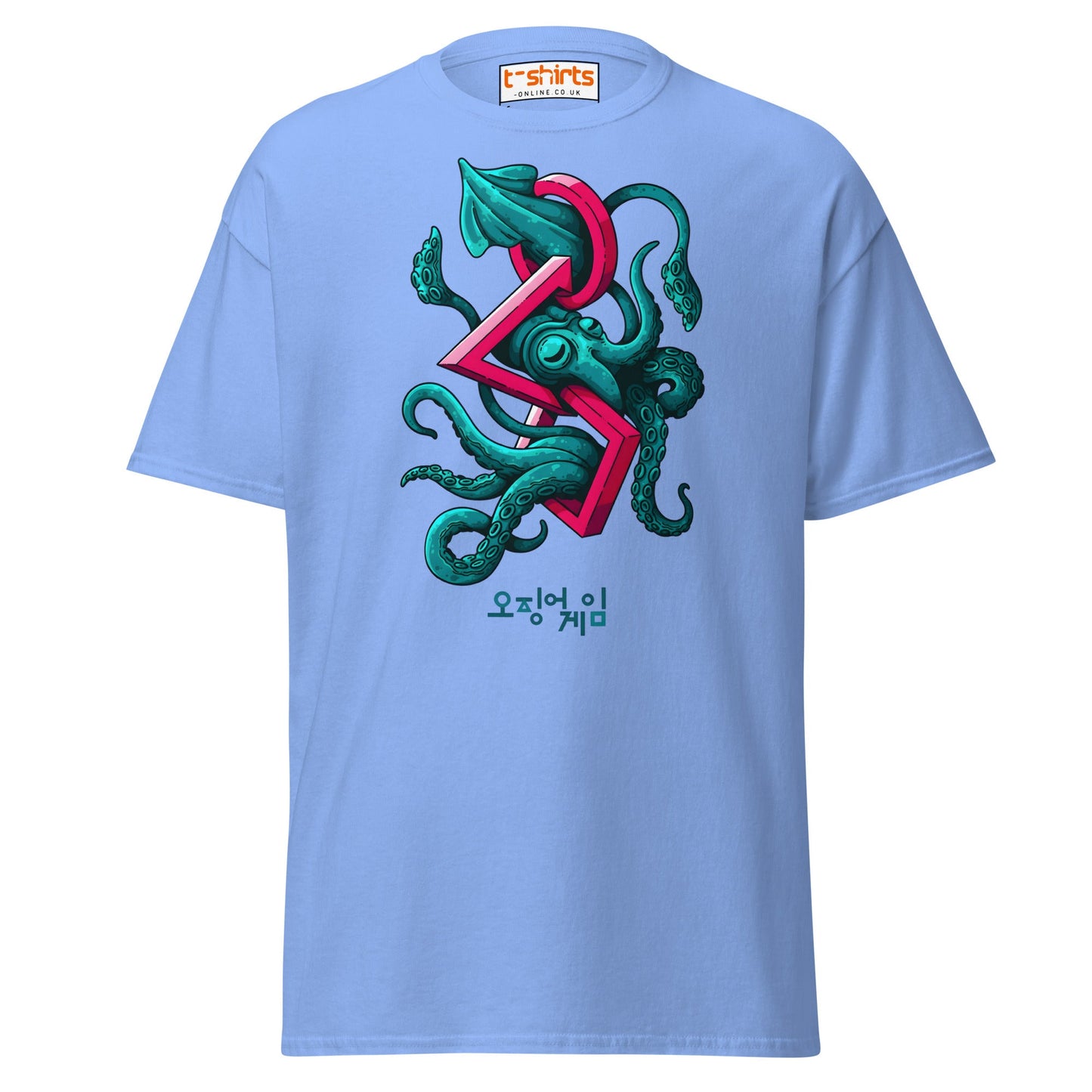 Squid Octopus Game T-Shirt – Cool Graphic Tee - Carolina Blue - T-Shirts Online
