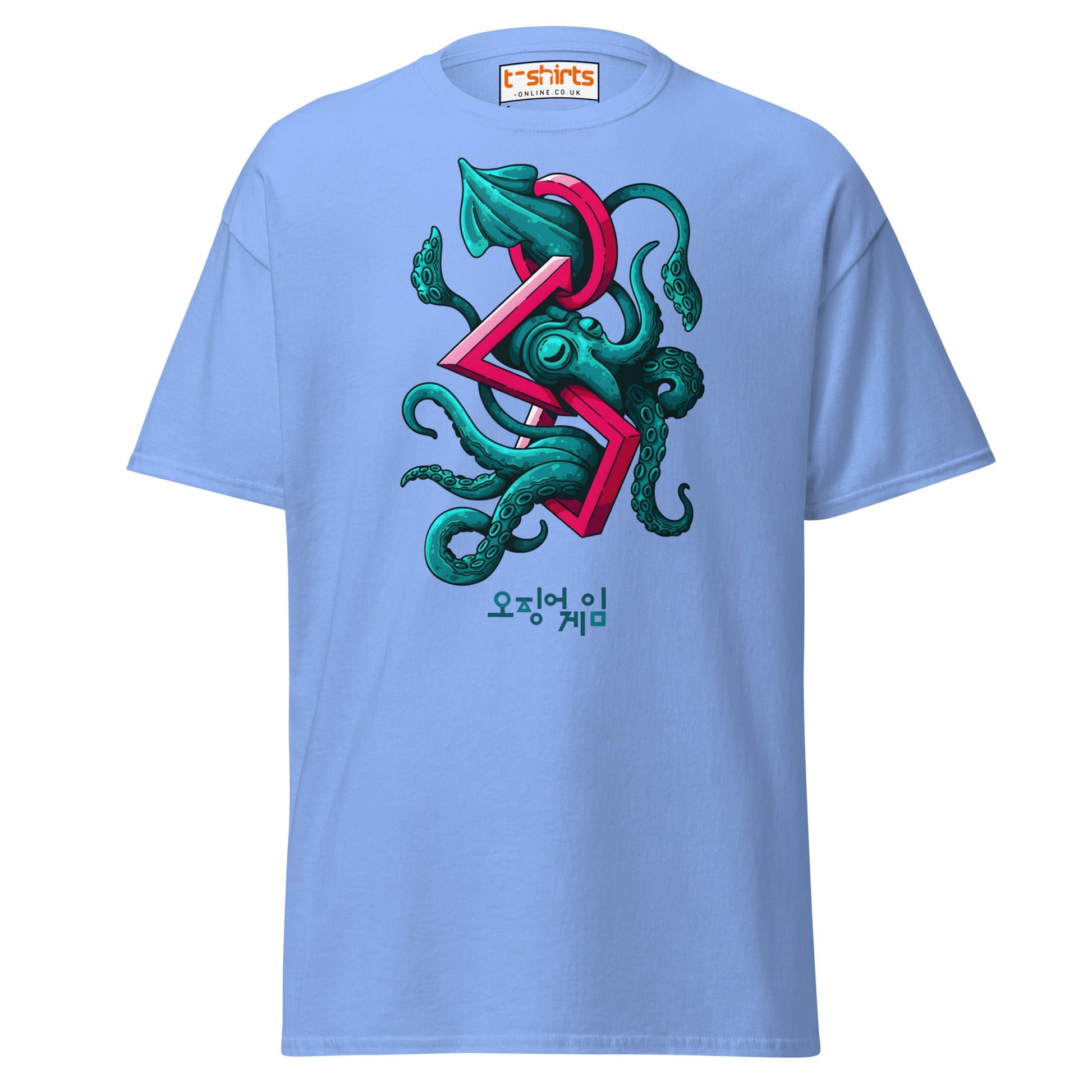 Squid Octopus Game T-Shirt – Cool Graphic Tee - Carolina Blue - T-Shirts Online