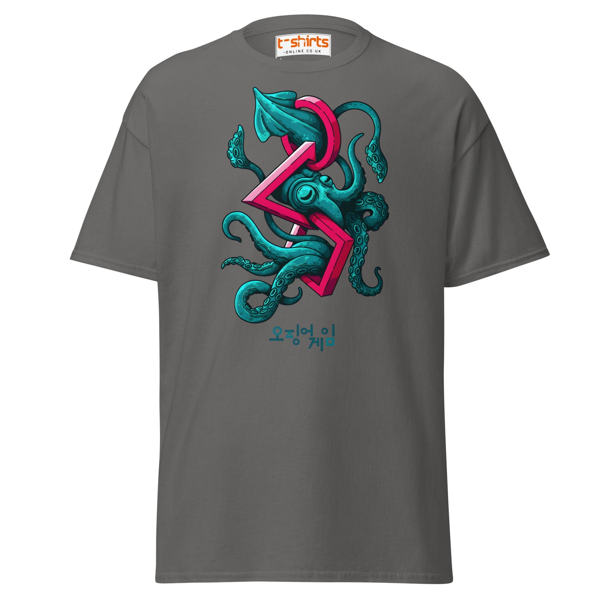 Squid Octopus Game T-Shirt – Cool Graphic Tee - Charcoal - T-Shirts Online