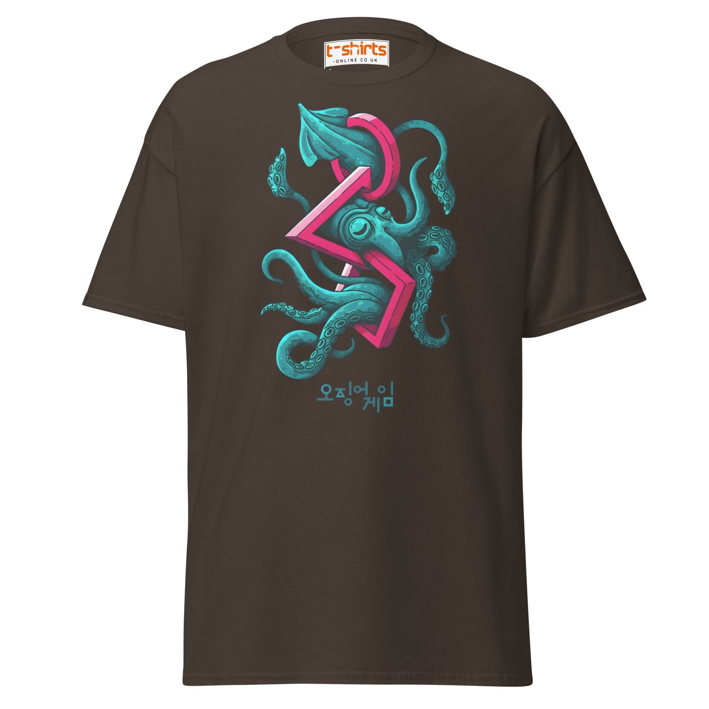 Squid Octopus Game T-Shirt – Cool Graphic Tee - Dark Chocolate - T-Shirts Online