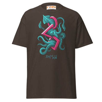 Squid Octopus Game T-Shirt – Cool Graphic Tee - Dark Chocolate - T-Shirts Online