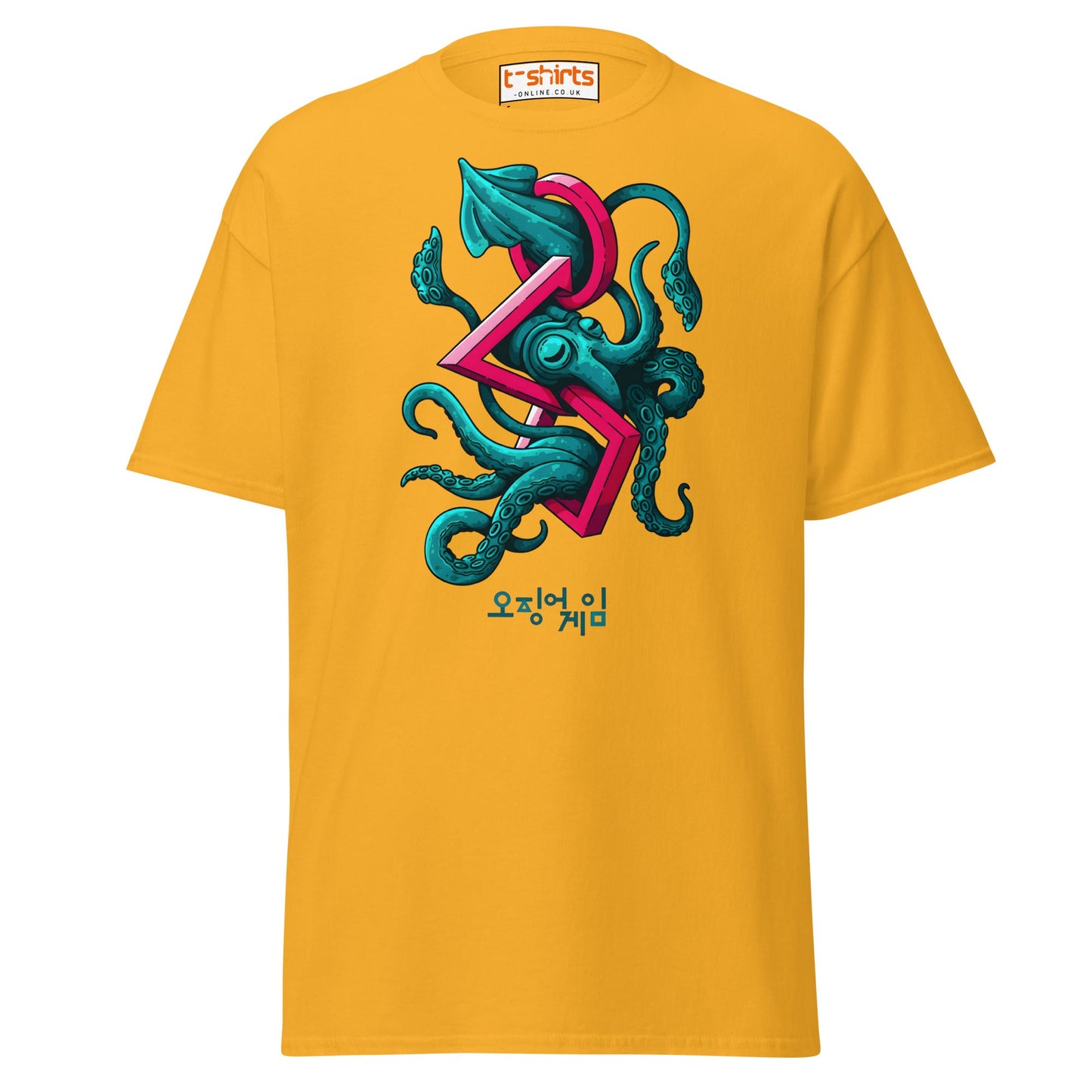 Squid Octopus Game T-Shirt – Cool Graphic Tee - Gold - T-Shirts Online