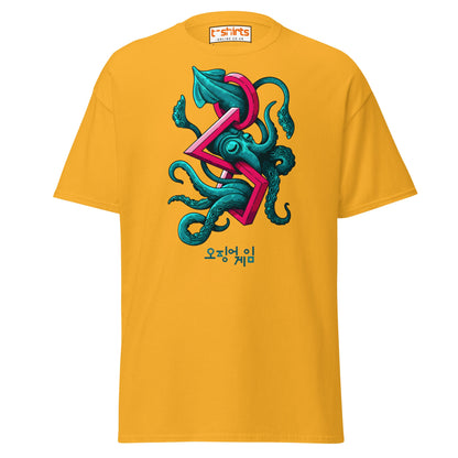 Squid Octopus Game T-Shirt – Cool Graphic Tee - Gold - T-Shirts Online