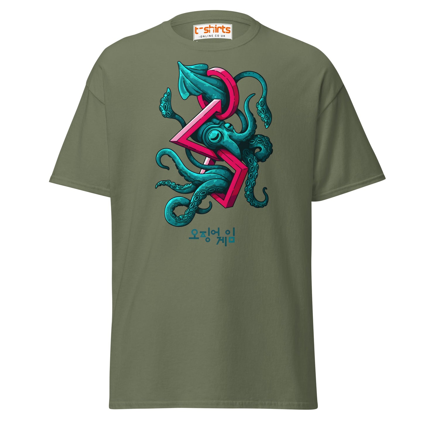 Squid Octopus Game T-Shirt – Cool Graphic Tee - Military Green - T-Shirts Online