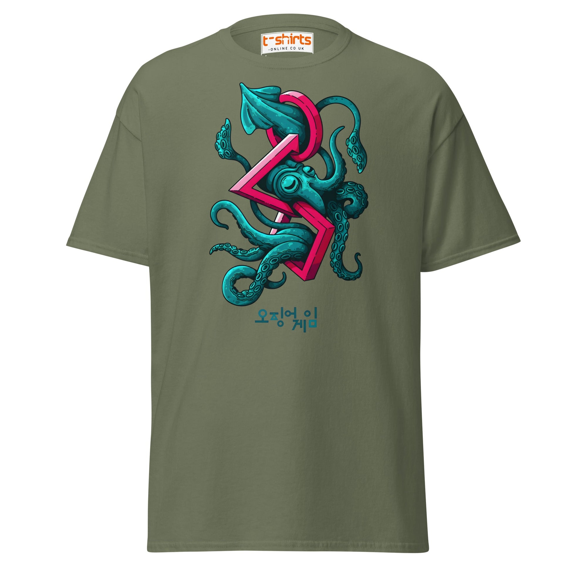 Squid Octopus Game T-Shirt – Cool Graphic Tee - Military Green - T-Shirts Online