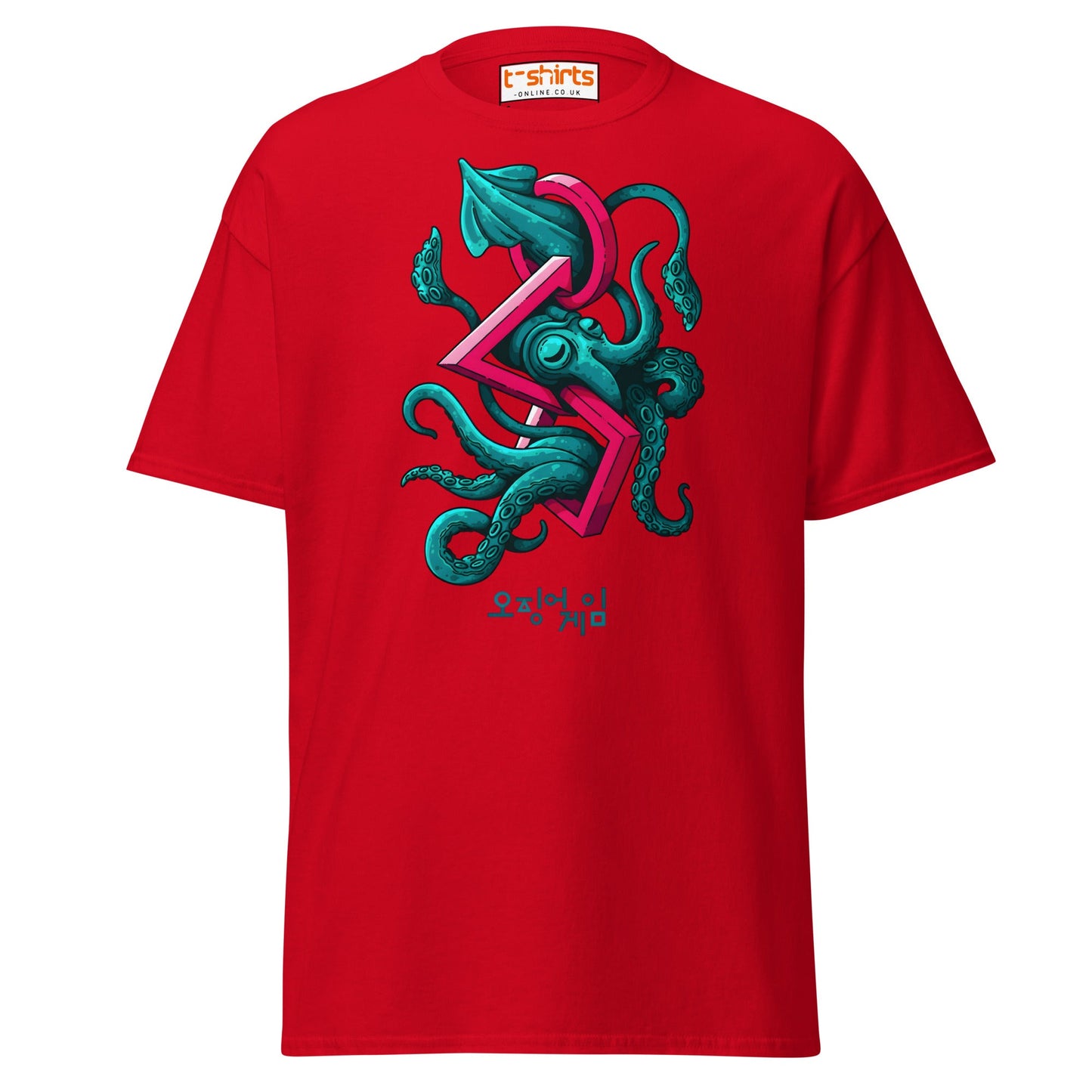 Squid Octopus Game T-Shirt – Cool Graphic Tee - Red - T-Shirts Online