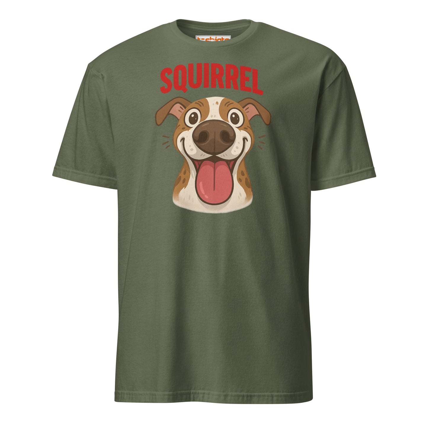 Squirrel Dog T-Shirt – Funny Excited Pup Design - Military Green - T-Shirts Online