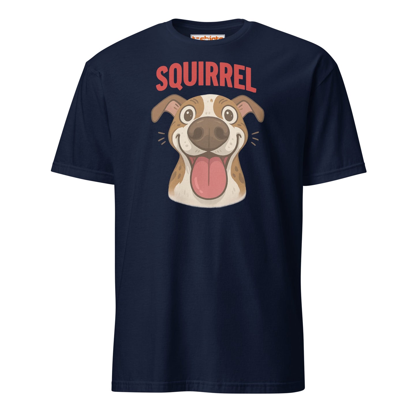 Squirrel Dog T-Shirt – Funny Excited Pup Design - Navy - T-Shirts Online