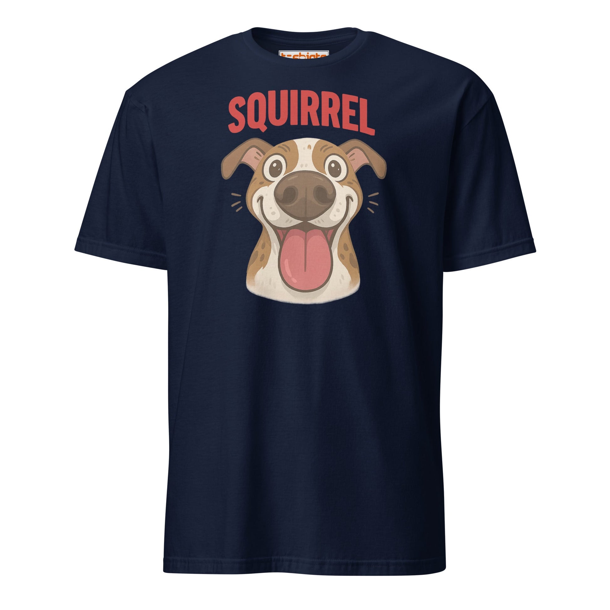 Squirrel Dog T-Shirt – Funny Excited Pup Design - Navy - T-Shirts Online