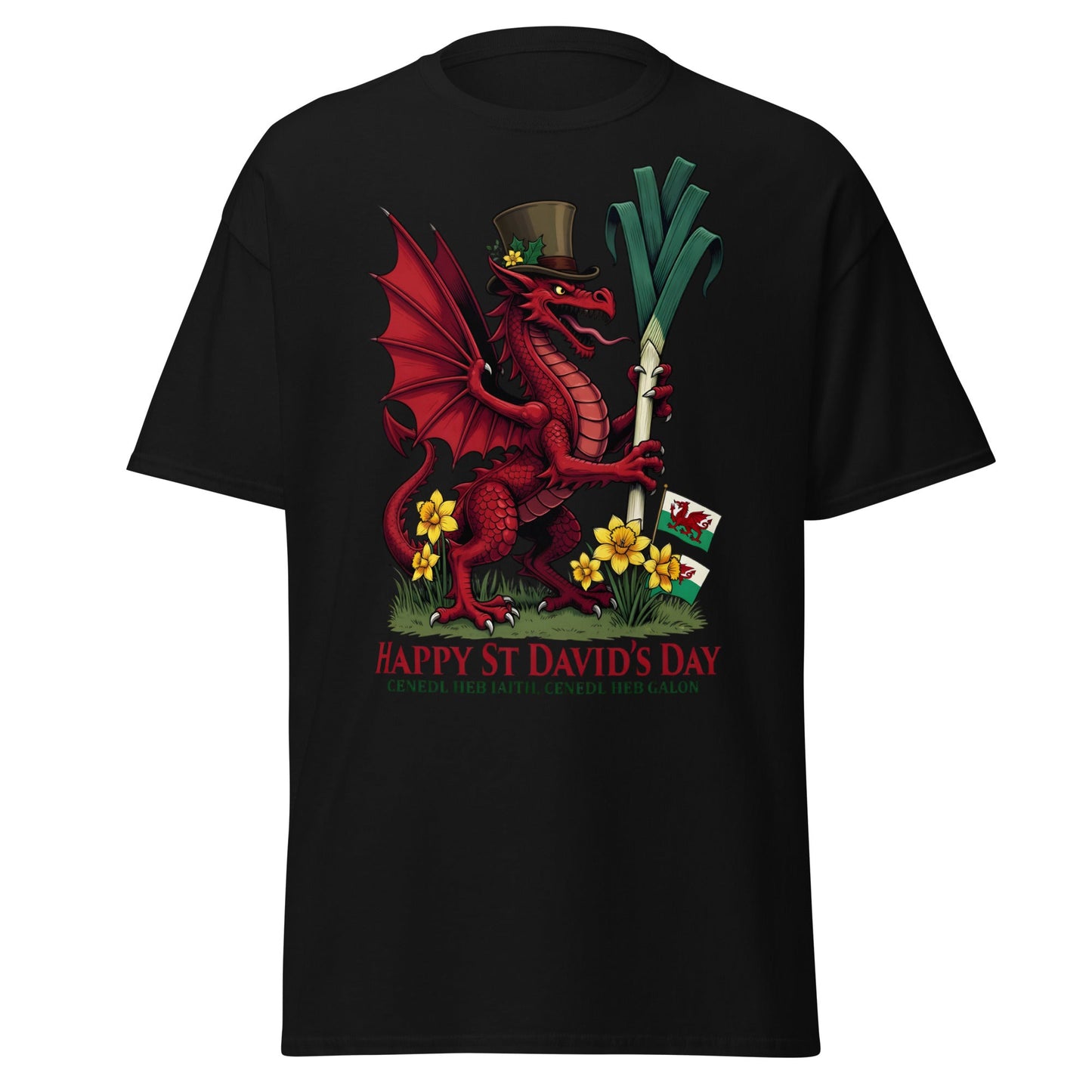 St David’s Day Welsh Dragon T-Shirt | Cymru Pride Tee - Black - T-Shirts Online