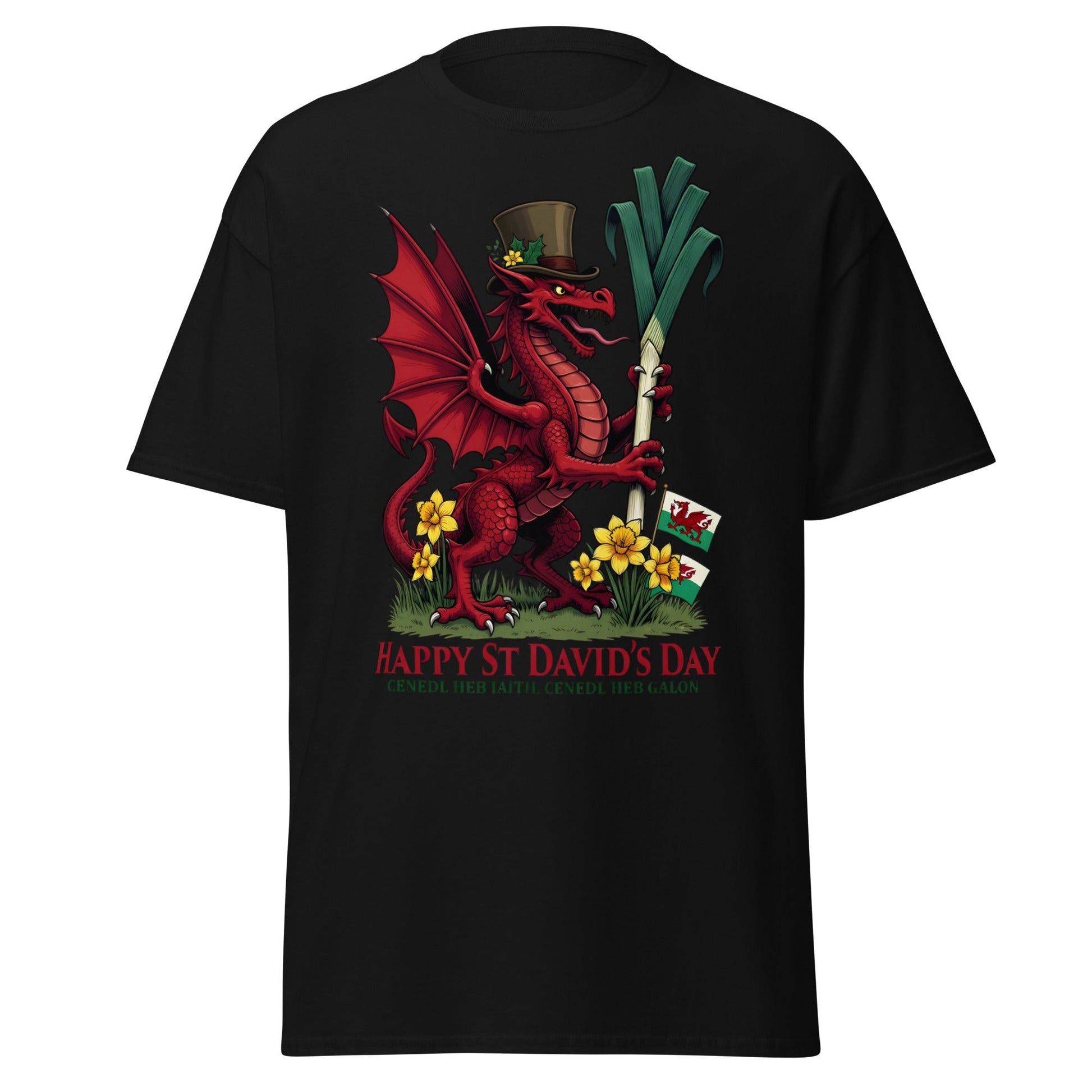 St David’s Day Welsh Dragon T-Shirt | Cymru Pride Tee - Black - T-Shirts Online