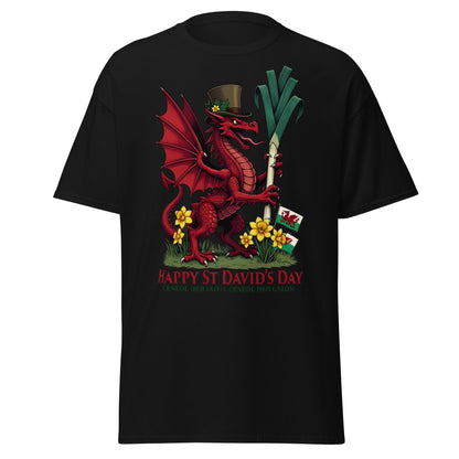 St David’s Day Welsh Dragon T-Shirt | Cymru Pride Tee - Black - T-Shirts Online