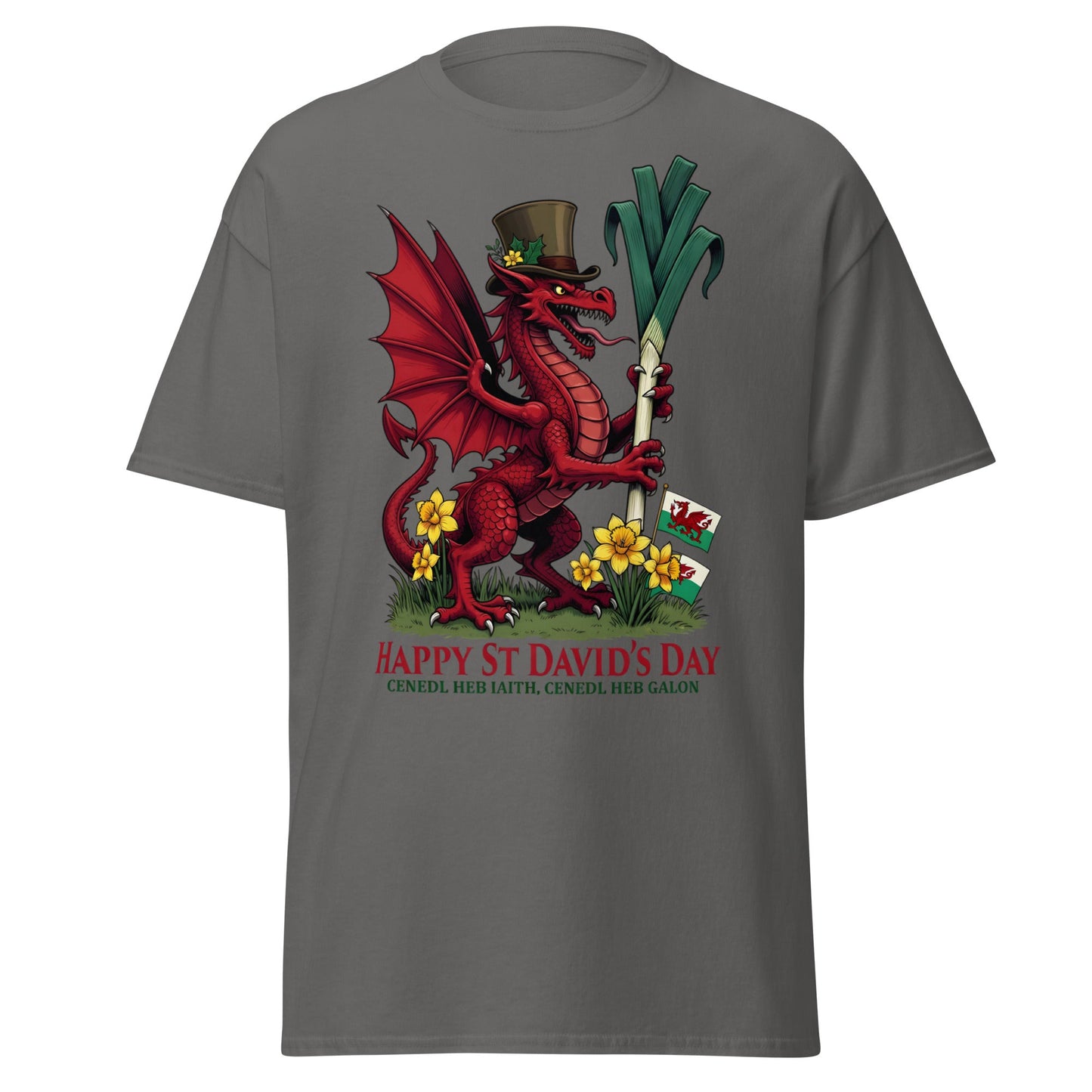 St David’s Day Welsh Dragon T-Shirt | Cymru Pride Tee - Charcoal - T-Shirts Online