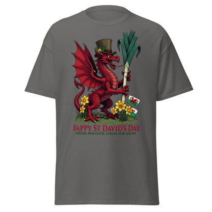St David’s Day Welsh Dragon T-Shirt | Cymru Pride Tee - Charcoal - T-Shirts Online