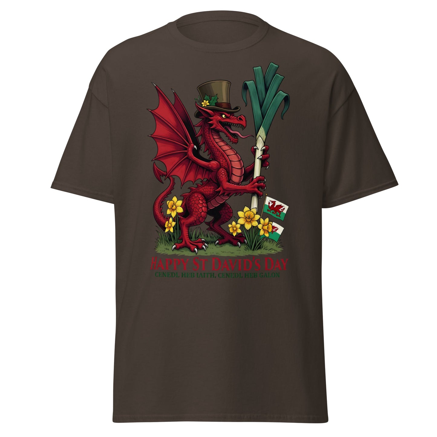 St David’s Day Welsh Dragon T-Shirt | Cymru Pride Tee - Dark Chocolate - T-Shirts Online